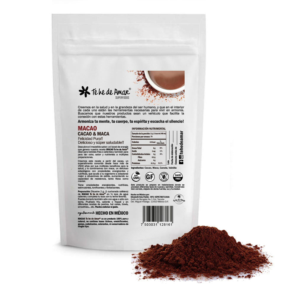 MACAO TEHEDEAMAR CACAO Y MACA SUPERFOOD CON ADAPTÓGENOS PARA PREPARAR DELICIOSOS LATTES SALUDABLES
