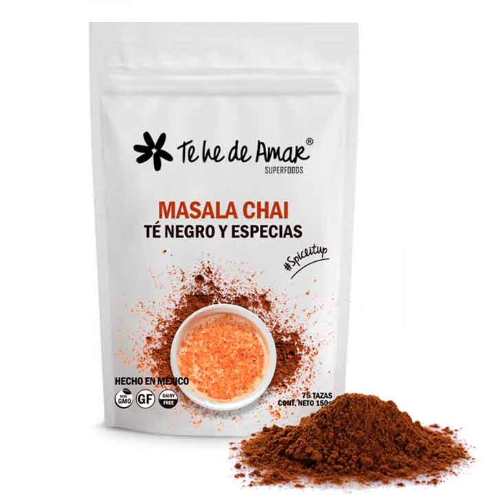 MASALA CHAI TÉ NEGRO Y ESPECIAS TEHEDEAMAR ES UNA MEZCLA DE ESPECIAS CON SABORES INTENSOS PARA PREPARAR BEBIDAS DELICIOSAS Y CON MUCHOS NUTRIENTES