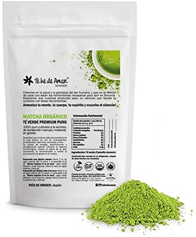 MATCHA ORGÁNICO TE VERDE PREMIUM ORGANICO CERTIFICADO LLENO DE ANTIOXIDANTES PARA PREPARAR LATTES Y BEBIDAS SALUDABLES