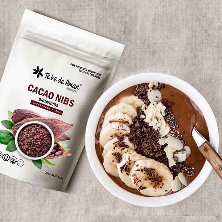 Alimento de los Dioses!! El cacao es un excelente antioxidante y antidepresivo!! CACAO NIBS ORGÁNICOS Te he de Amar® Es un súper alimento que contiene grandes cantidades de antioxidantes y aporta vitaminas del grupo B, vitamina A y vitamina E; es fuente de potasio, fósforo, hierro, sodio, magnesio, calcio, cobre, manganeso, zinc y selenio.