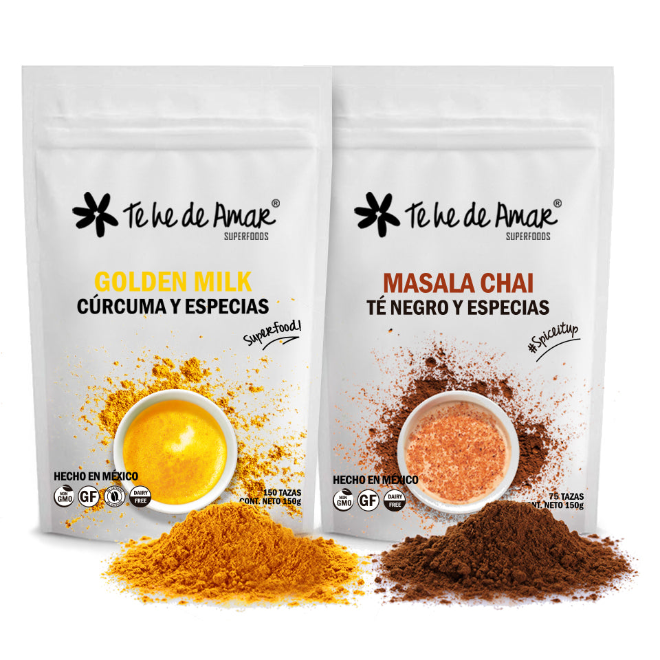 GOLDEN MILK Y MASALA CHAI SON SABORES INTENSOS DE LA AYÚRVEDA PARA PREPARAR BEBIDAS LATTES