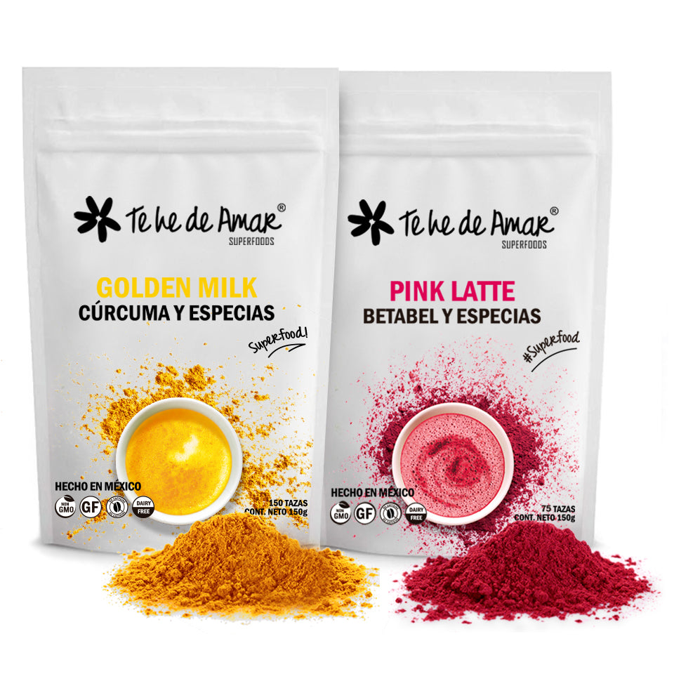 GOLDEN MILK CURCUMA Y ESPECIAS YPINK LATTE TE HE DE AMAR EN DESCUENTO EN ESTE KIT DE BEBIDAS LATTES